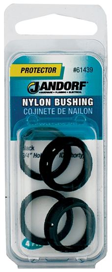 Jandorf Conduit Bushing, 0.63 in ID, 0.83 in OD, Nylon, Black, 5/8 in Dia Panel Hole, 0.406 in Thick Panel 3pk #61439