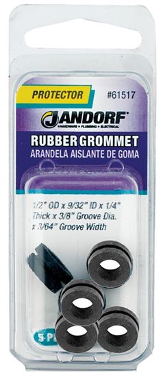 Jandorf 61517 Grommet, Rubber, Black, 1/4 in Thick Panel