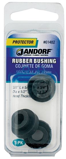 Jandorf Conduit Bushing, 3/8 in Dia Cable, Rubber, Black, 3/16 in Thick Panel 3pk #61482