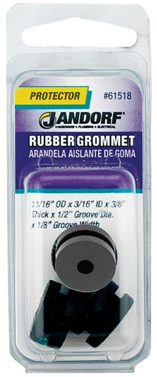 Jandorf 61518 Grommet, Rubber, Black, 3/8 in Thick Panel