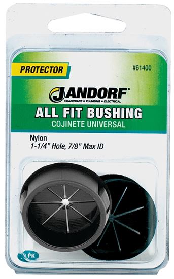 Jandorf Conduit Bushing, 7/8 in Dia Cable, Nylon, Black, 1-1/4 in Dia Panel Hole, 0.453 in Thick Panel 2 pk #61400