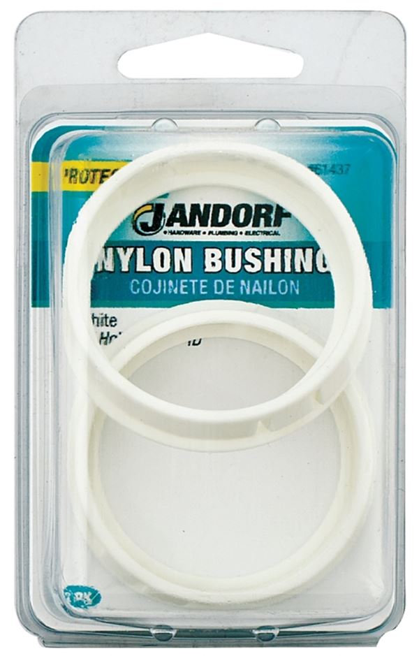 Jandorf Conduit Bushing, Nylon, White, 1-5/8 in Dia Panel Hole, 0.453 in Thick Panel 2pk #61437