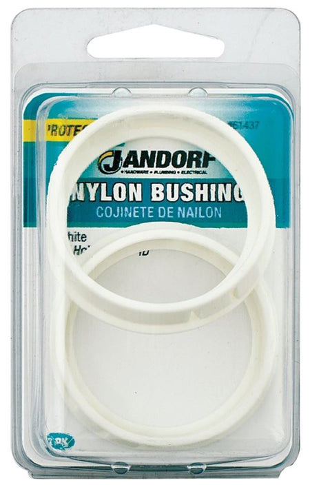 Jandorf Conduit Bushing, Nylon, White, 1-5/8 in Dia Panel Hole, 0.453 in Thick Panel 2pk #61437