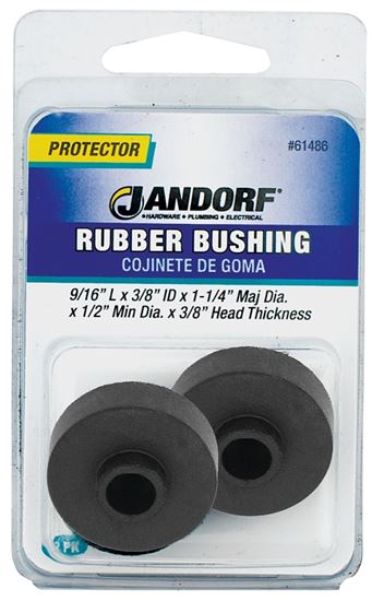 Jandorf Conduit Bushing, 3/8 in Dia Cable, Rubber, Black, 3/8 in Thick Panel 2pk #61486