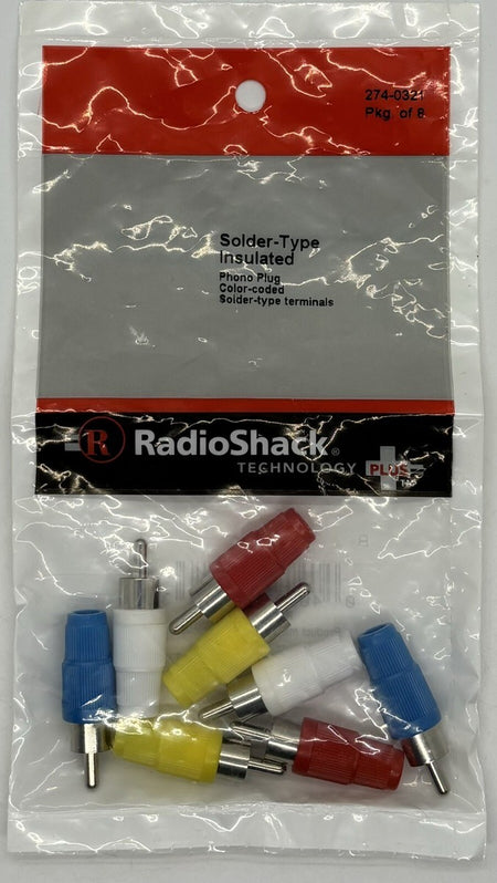 Radio Shack Solder-Type Insulated Phono Plug, Color-Coded, 4 Pack