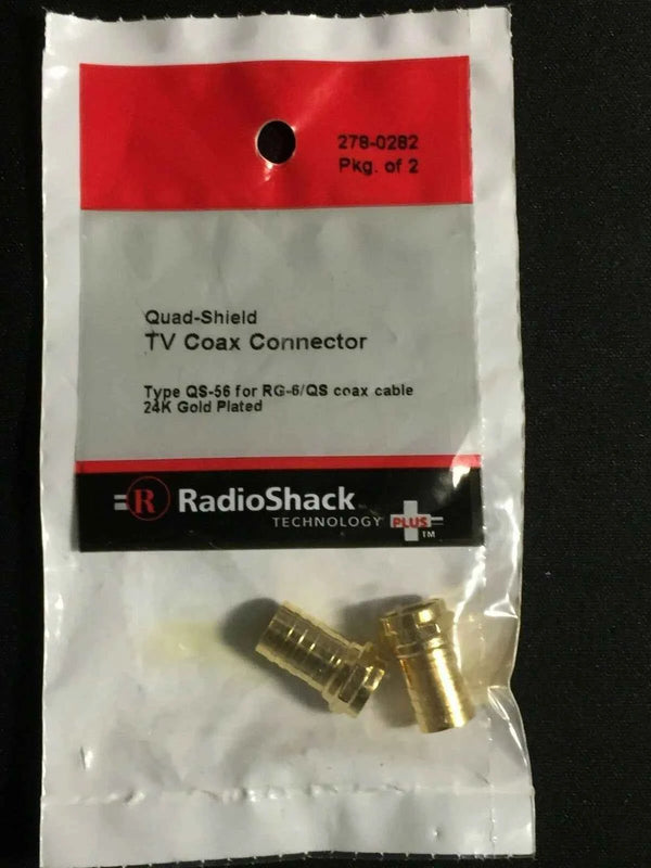 RadioShack QS-56 TV Coax Connector for RG-6/QS Cable Gold-Plated Type 278-0282