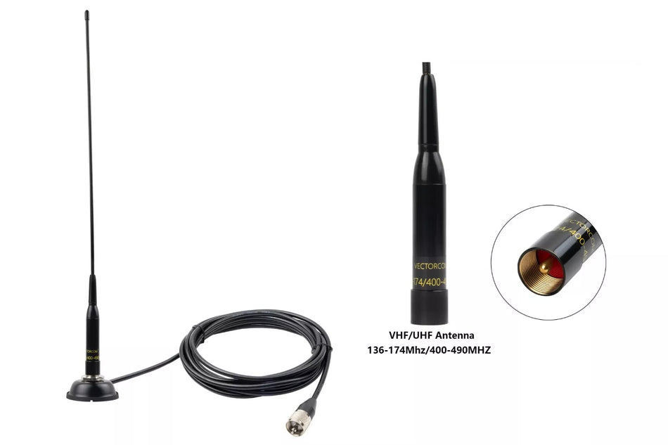 UHF/VHF Dual Band Antenna – 136–490MHz Mobile Use