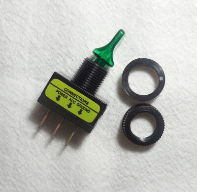 RadioShack 275-0019 SPST 12VDC Illuminated Toggle Switch – Green LED (1 Per Pack)