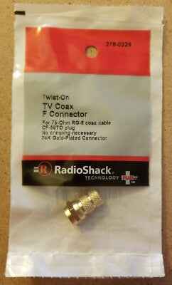 RadioShack 278-0229 Twist-On TV Coax F Connector for RG59/RG6 Cable