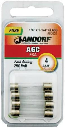 Jandorf Fast Acting 250 Volt 4 Amp Fuse #60631