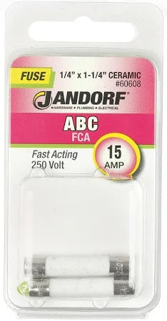 Jandorf Fast Acting 250 Volt 15 Amp Fuse #60608
