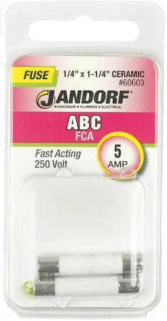 Jandorf Fast Acting 250 Volt 5 Amp Fuse #60603
