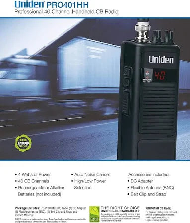 Uniden PRO401HH Handheld CB Radio