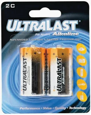 Ultralast ULA2C C Alkaline Battery, 2 pack