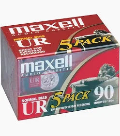 Maxell® UR90 90-Minute Normal-Bias Cassette Tape (5 Pack)