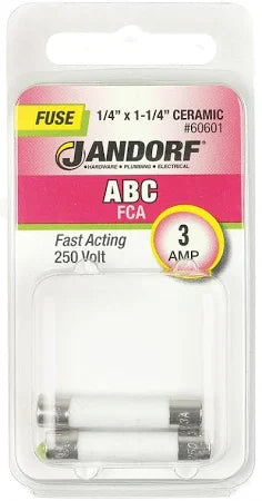 Jandorf Fast Acting 250 Volt 3 Amp Fuse #60601