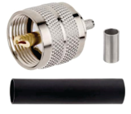 PL-259 UHF Male Crimp Connector for RG58 / LMR195 / RG400 Cable (1-Pack)