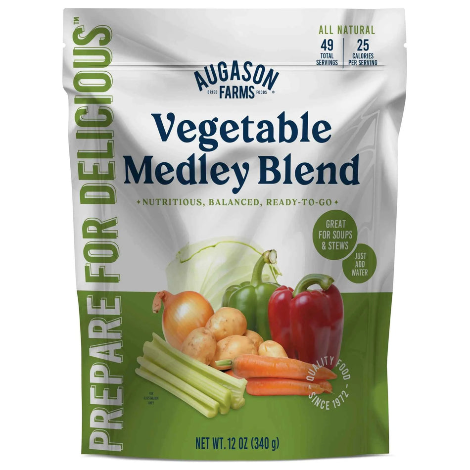 Augason Farms Vegetable Medley Blend Pouch | 49 Servings | Freeze-Dried Mixed Vegetables